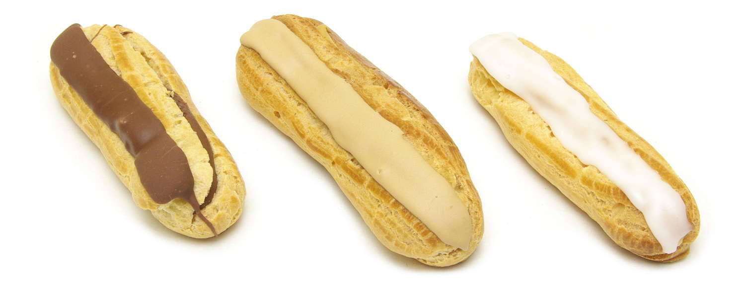 éclairs au chocola, au café et à la vanille